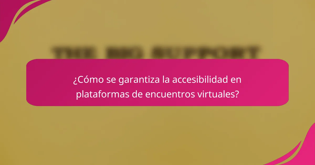 ¿Cómo se garantiza la accesibilidad en plataformas de encuentros virtuales?