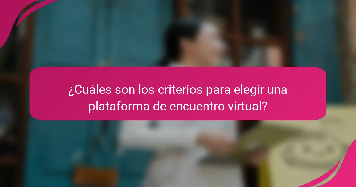 ¿Cuáles son los criterios para elegir una plataforma de encuentro virtual?