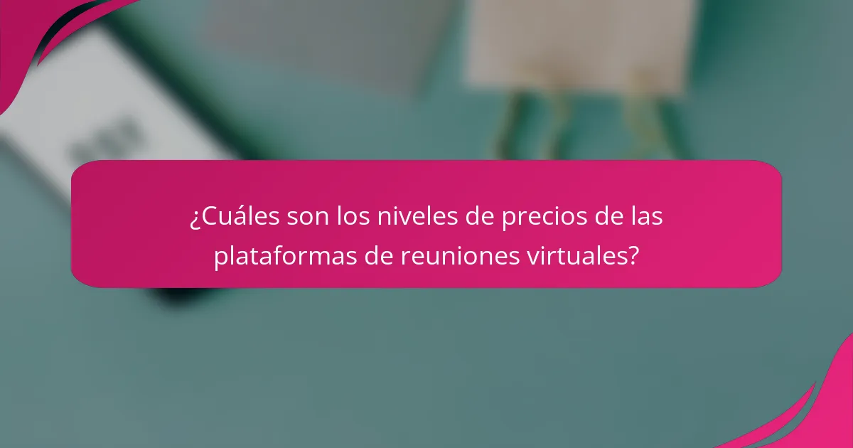 ¿Cuáles son los niveles de precios de las plataformas de reuniones virtuales?